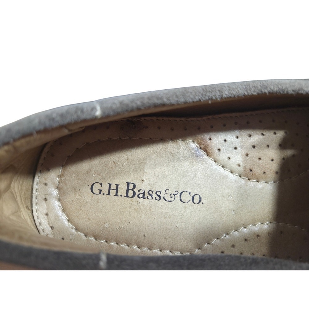 GH Bass & Co Mens 8.5M Gray Suede Penny Loafer Driving Shoes Mocs - Picture 5 of 8